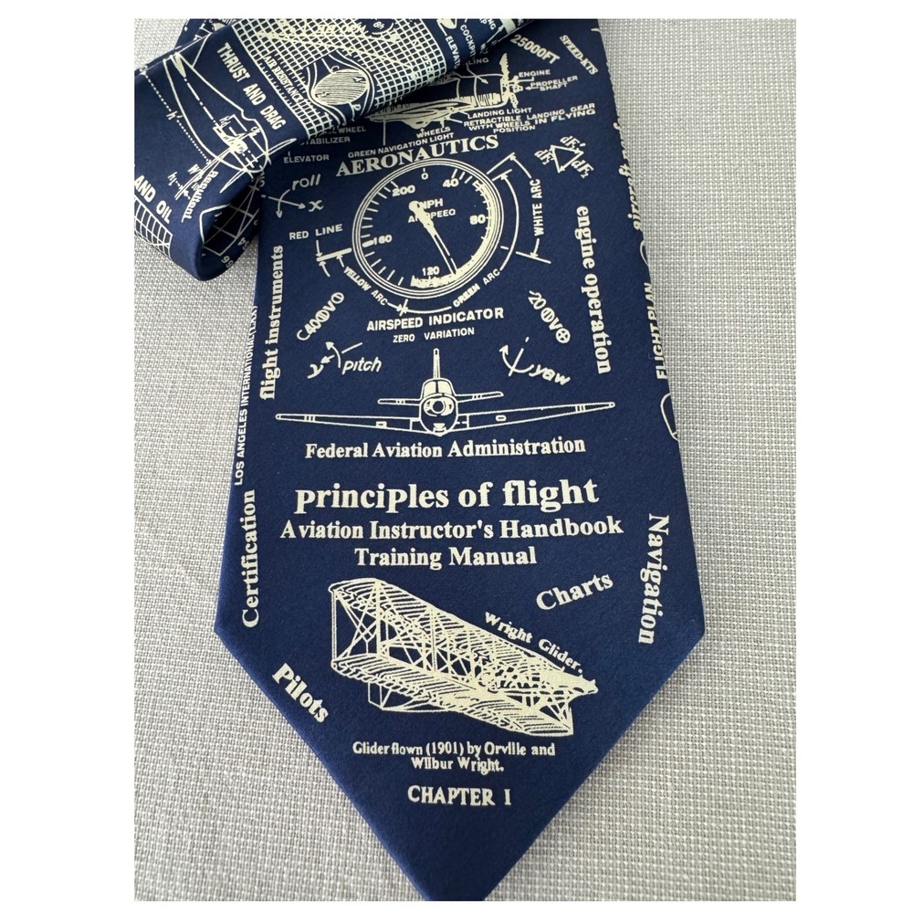 Honz Aeronautical Museum Artifacts Silk‎ Tie Blue - Picture 2 of 8